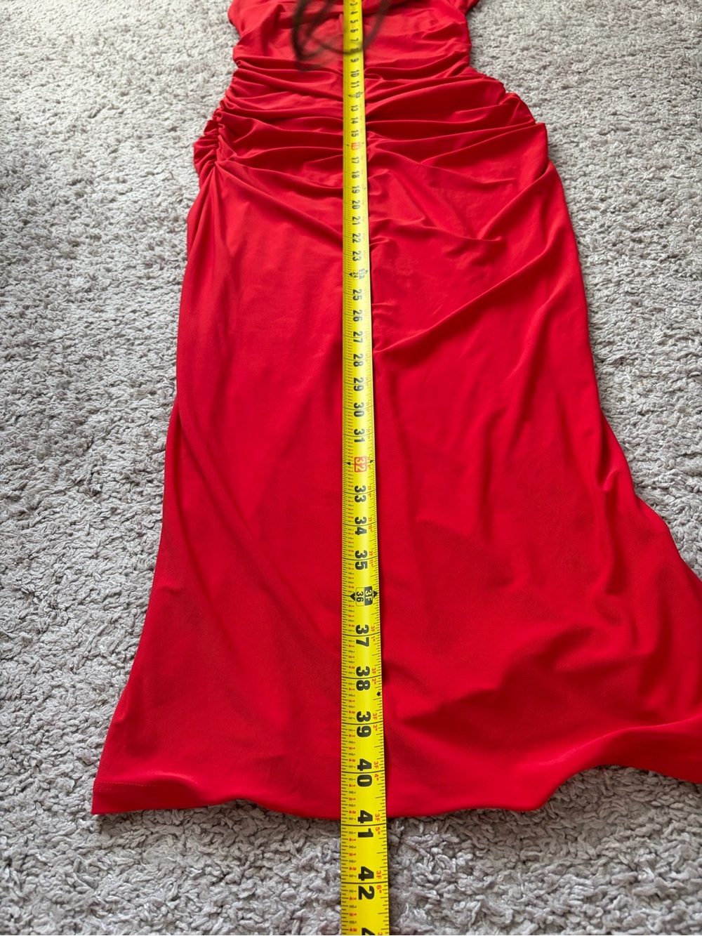 Zara Red Ruched Dress - Picture 3 of 5